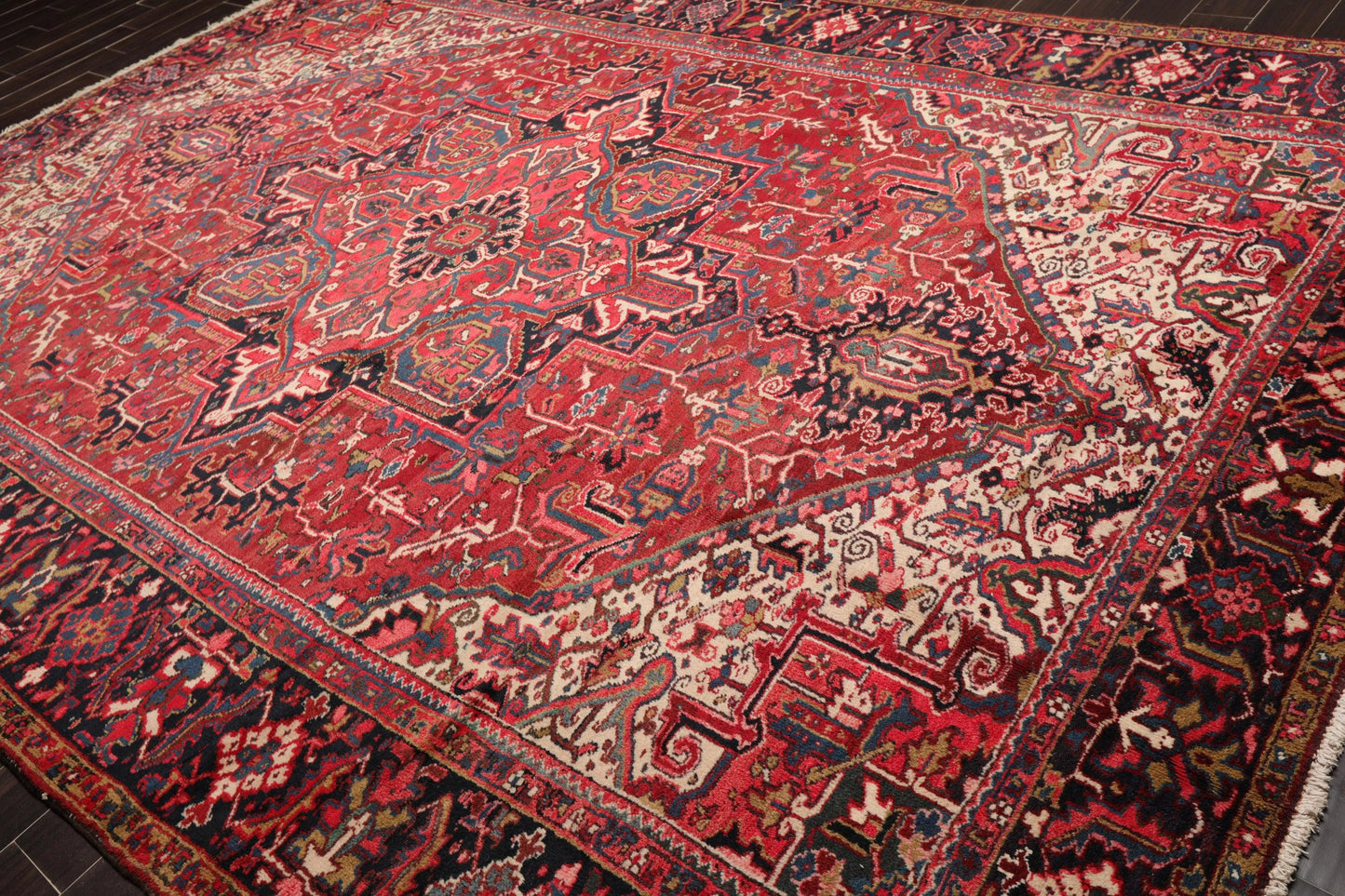 9'5'' x 13'3'' Hand Knotted 100% Wool Herizz Traditional Oriental Area Rug Rust