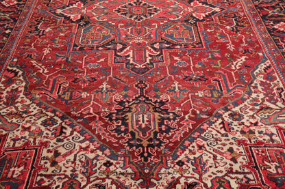 9'5'' x 13'3'' Hand Knotted 100% Wool Herizz Traditional Oriental Area Rug Rust