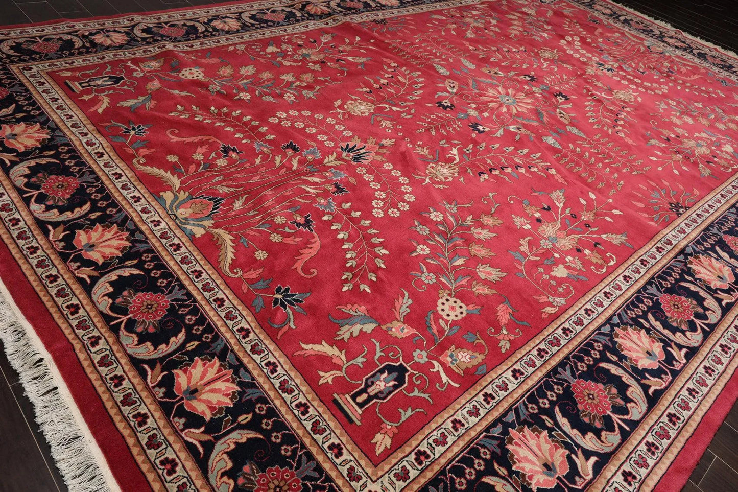 11' x 17' Palace Hand Knotted 100% Wool Romanian Saroukk 150 KPSI Area Rug Rose