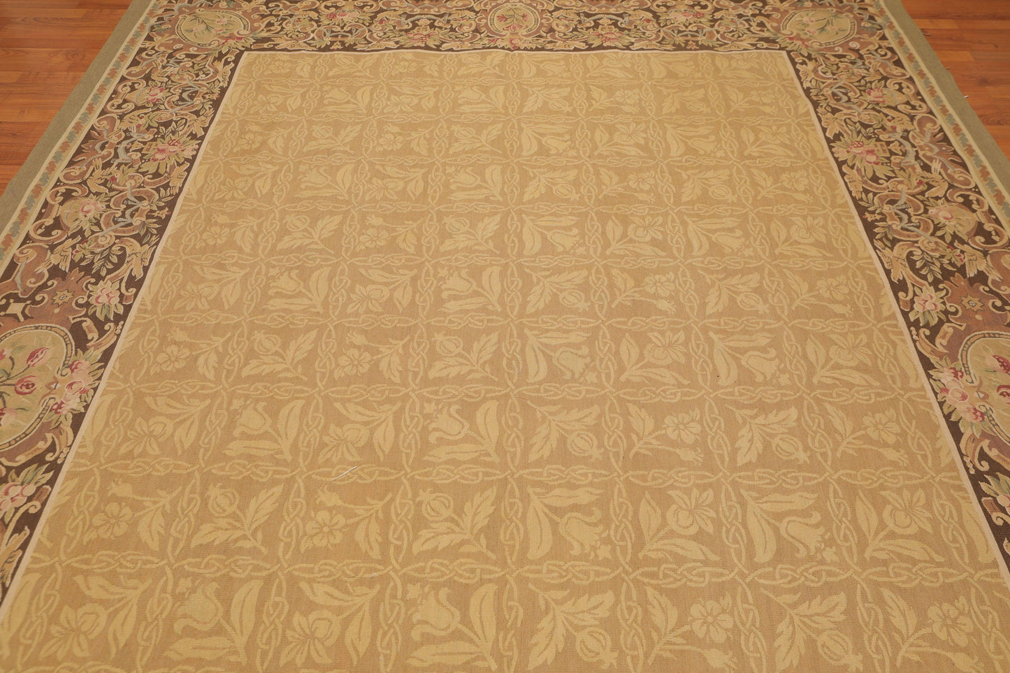 8’1"x11’6" Hand Woven 100% wool French Aubusson Needlepoint Area Rug Gold