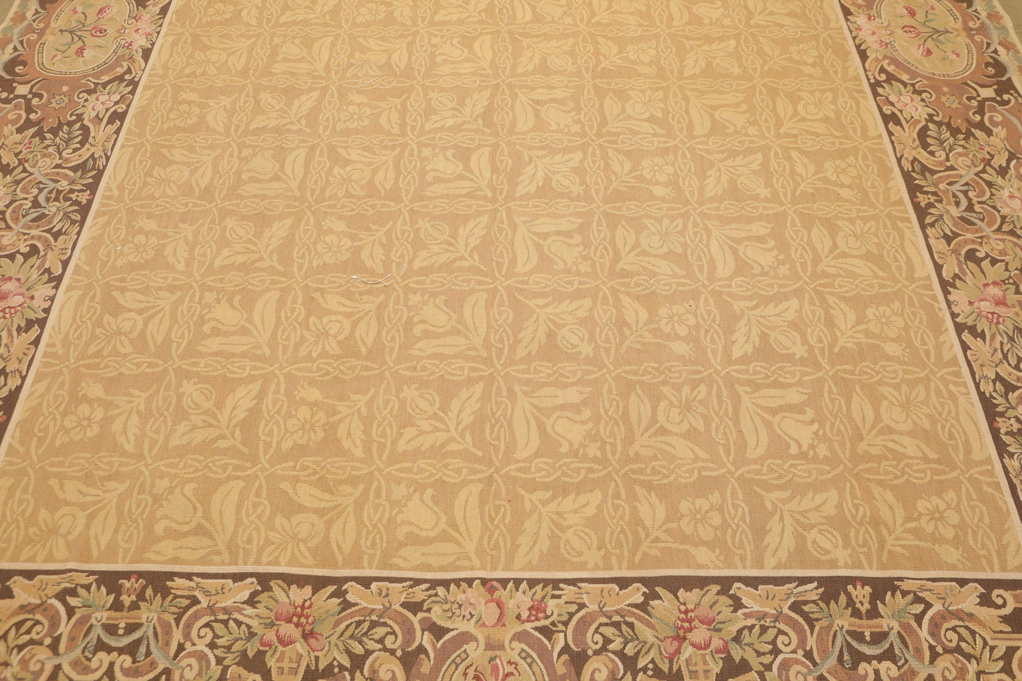 8’1"x11’6" Hand Woven 100% wool French Aubusson Needlepoint Area Rug Gold