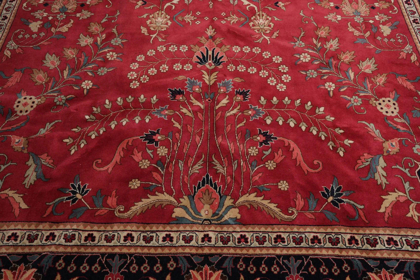 11' x 17' Palace Hand Knotted 100% Wool Romanian Saroukk 150 KPSI Area Rug Rose