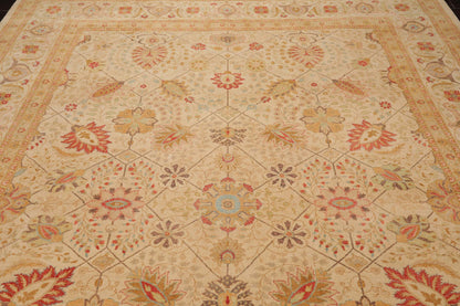 9'1"x 11'10" Hand Knotted Wool PakPersian 16/18 300 KPSI Oriental Area Rug Beige