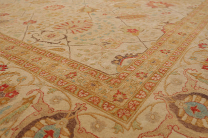 9'1"x 11'10" Hand Knotted Wool PakPersian 16/18 300 KPSI Oriental Area Rug Beige