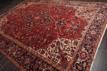 10x14 Rusty Red Hand Knotted 100% Wool Authentic Herizz Persian Oriental Area Rug