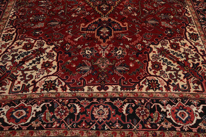 10x14 Rusty Red Hand Knotted 100% Wool Authentic Herizz Persian Oriental Area Rug