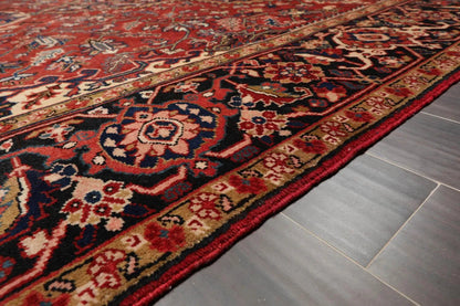 10x14 Rusty Red Hand Knotted 100% Wool Authentic Herizz Persian Oriental Area Rug