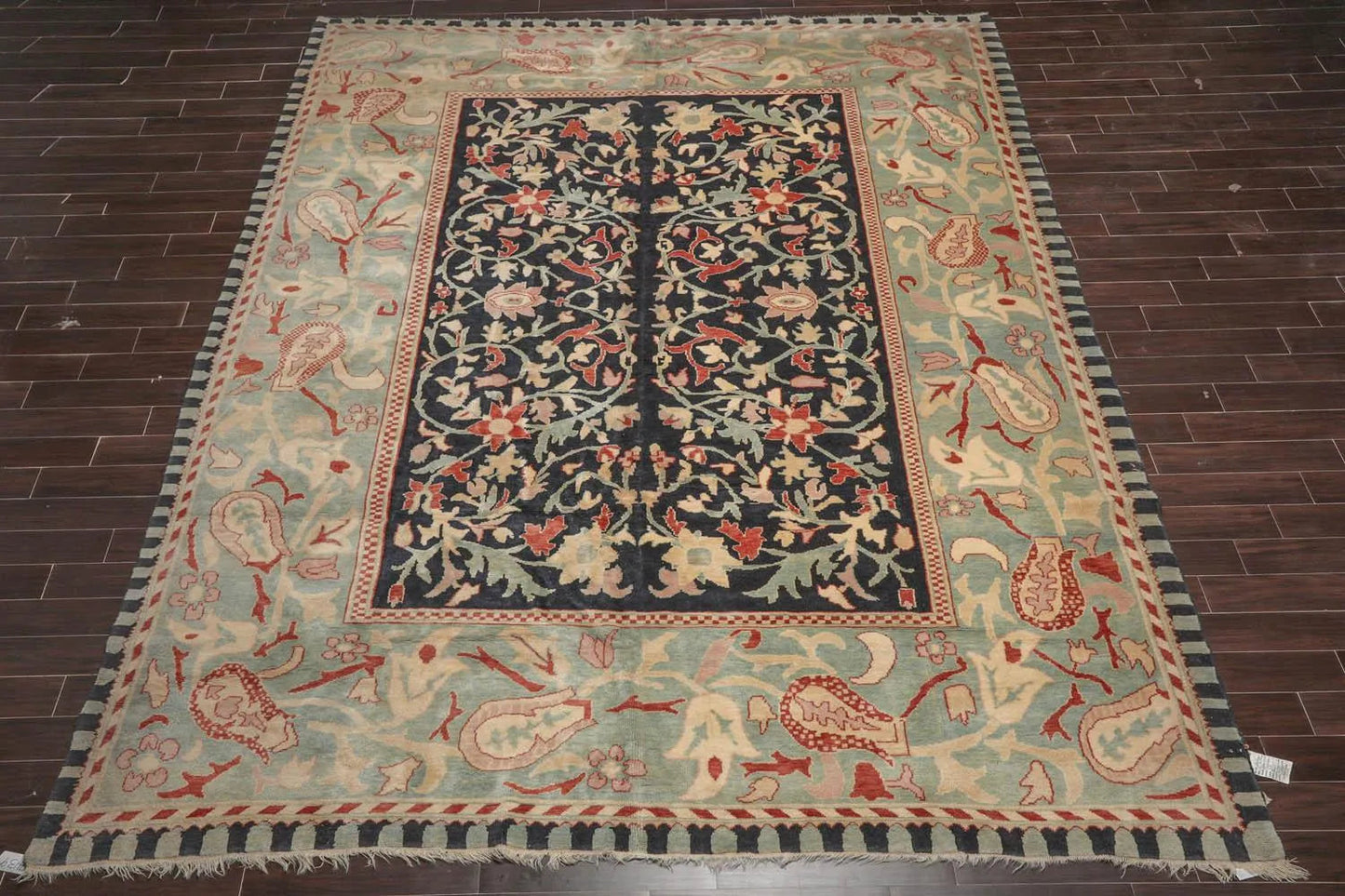 10x14 Black, Pale Aqua Hand Knotted Turkish Oushak 100% Wool Traditional Oriental Area Rug
