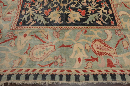 10x14 Black, Pale Aqua Hand Knotted Turkish Oushak 100% Wool Traditional Oriental Area Rug