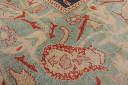 10x14 Black, Pale Aqua Hand Knotted Turkish Oushak 100% Wool Traditional Oriental Area Rug