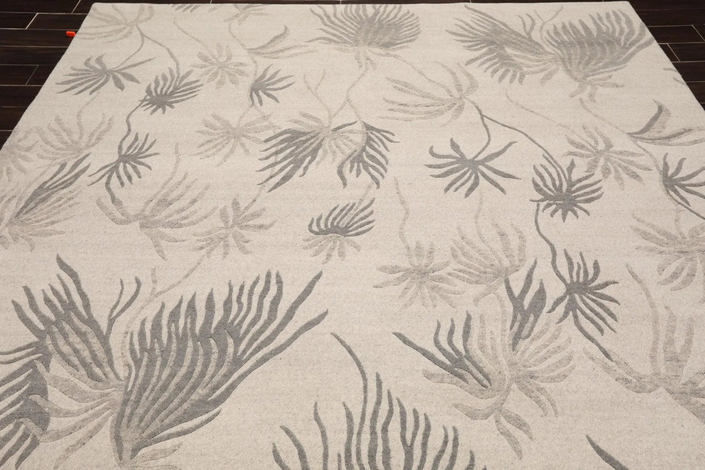 8' x 10' Hand Knotted Tibetan Wool Floral Transitional Area Rug Oatmeal Gray
