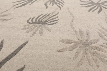 8' x 10' Hand Knotted Tibetan Wool Floral Transitional Area Rug Oatmeal Gray