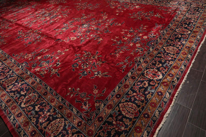 14'x24'11" Burgundy Vintage Saroukk Palace Hand Knotted 100% Wool Oriental Area Rug