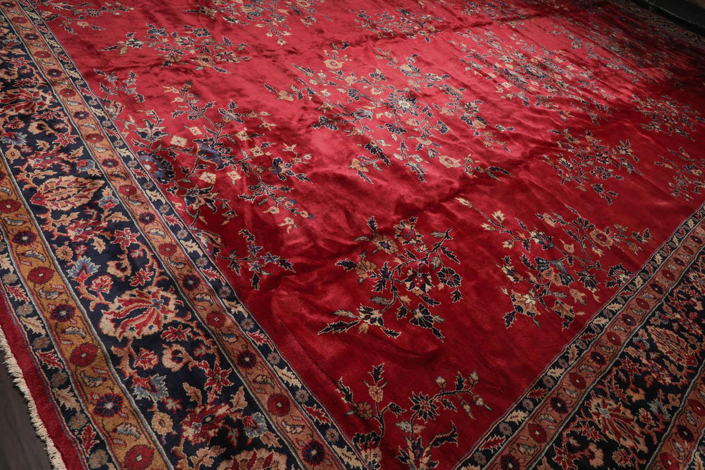 14'x24'11" Burgundy Vintage Saroukk Palace Hand Knotted 100% Wool Oriental Area Rug