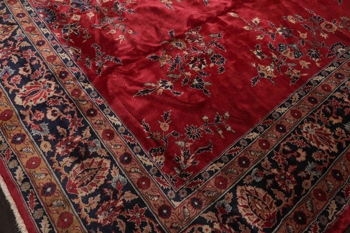 14'x24'11" Burgundy Vintage Saroukk Palace Hand Knotted 100% Wool Oriental Area Rug