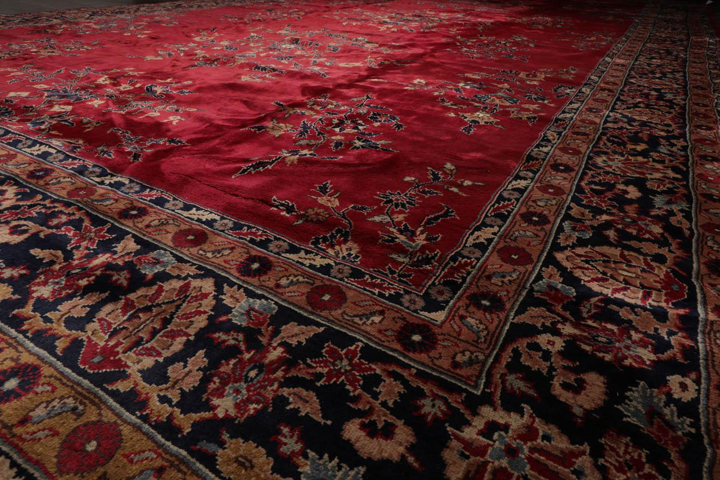 14'x24'11" Burgundy Vintage Saroukk Palace Hand Knotted 100% Wool Oriental Area Rug