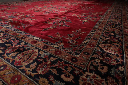 14'x24'11" Burgundy Vintage Saroukk Palace Hand Knotted 100% Wool Oriental Area Rug