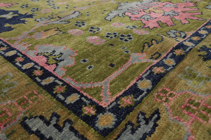 Multi Sizes Green, Pink Hand Knotted Muted Turkish Oushak 100% Wool Traditional Oriental Area Rug