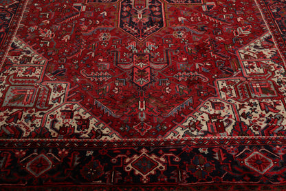 9'1" x 13'2" Masterpiece Hand Knotted Wool Authentic Herizz Oriental Area Rug Red with Orange Undertones