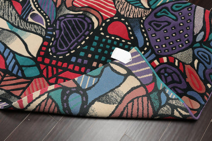 3'9" x 5'9" Hand Knotted Art Deco Mid Century Modern Wool Tibetan Area Rug Blue