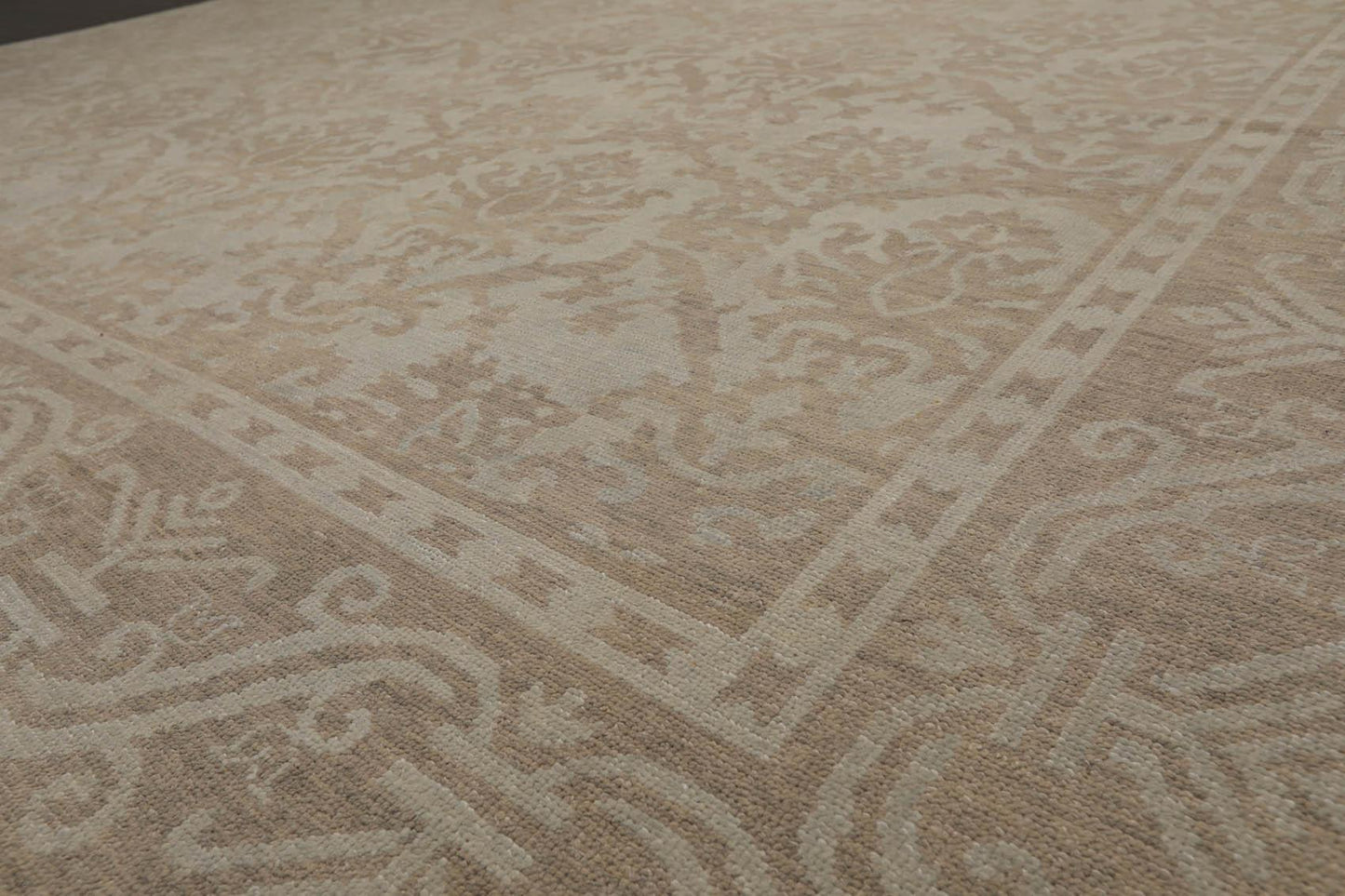 9'3" x 12'4" Hand Knotted 100% Wool Designer Oushak Area Rug Tone on Tone Gray
