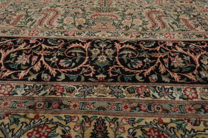 8'1"x 10'3" Hand Knotted Wool PakPersian 300 KPSI Area Rug Ivory Black Aqua
