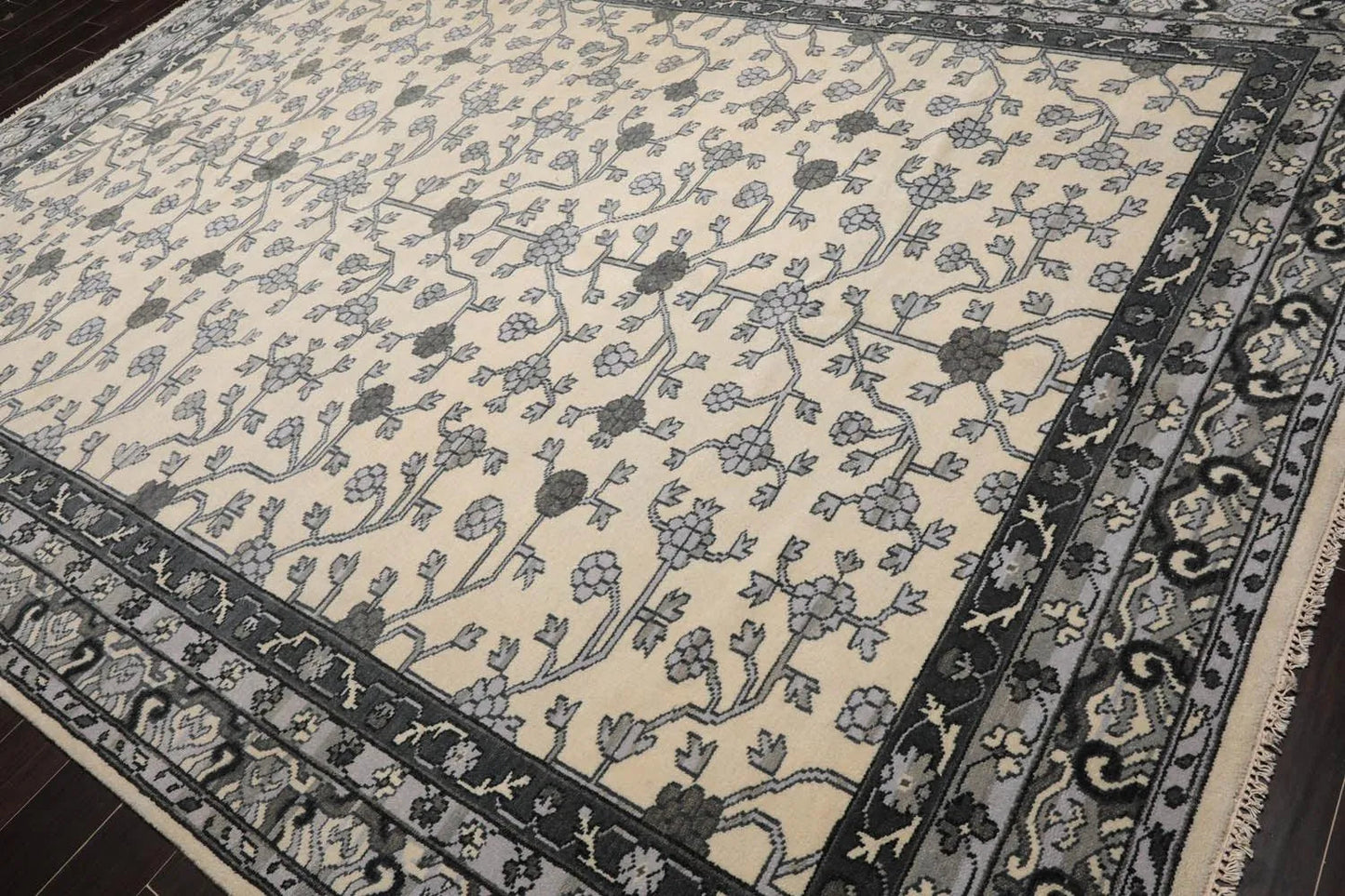 Multi Sizes Hand Knotted 100% Wool Oushak Traditional Oriental Area Rug Ivory