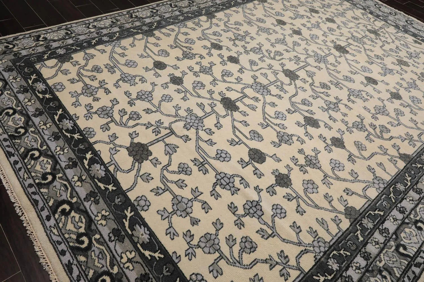 Multi Sizes Hand Knotted 100% Wool Oushak Traditional Oriental Area Rug Ivory