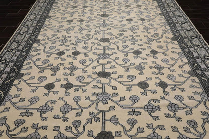 Multi Sizes Hand Knotted 100% Wool Oushak Traditional Oriental Area Rug Ivory
