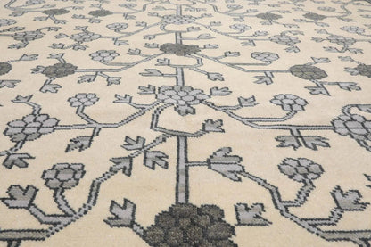 Multi Sizes Hand Knotted 100% Wool Oushak Traditional Oriental Area Rug Ivory