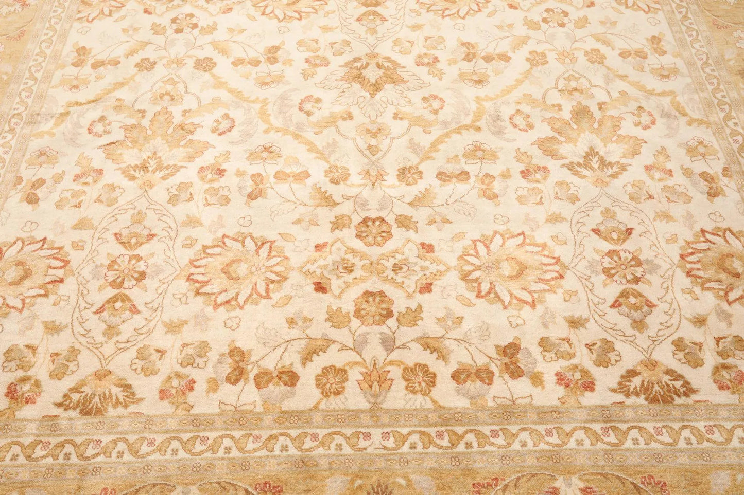 9x12 Masterpiece Unveiled Beige Traditional Wool Rug Pak Persian with 300 KPSI