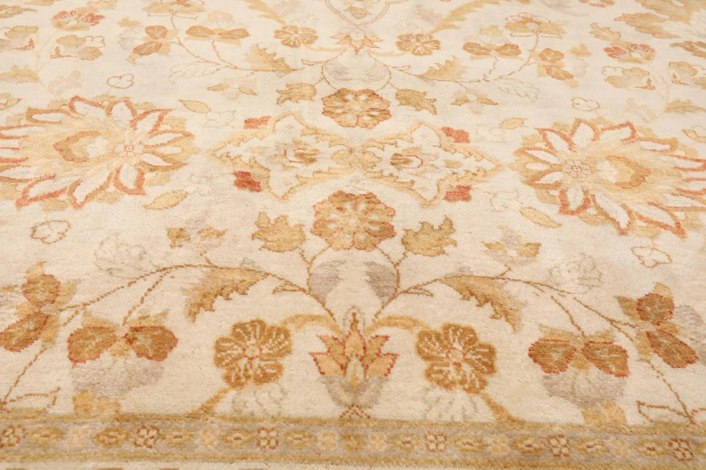 9x12 Masterpiece Unveiled Beige Traditional Wool Rug Pak Persian with 300 KPSI