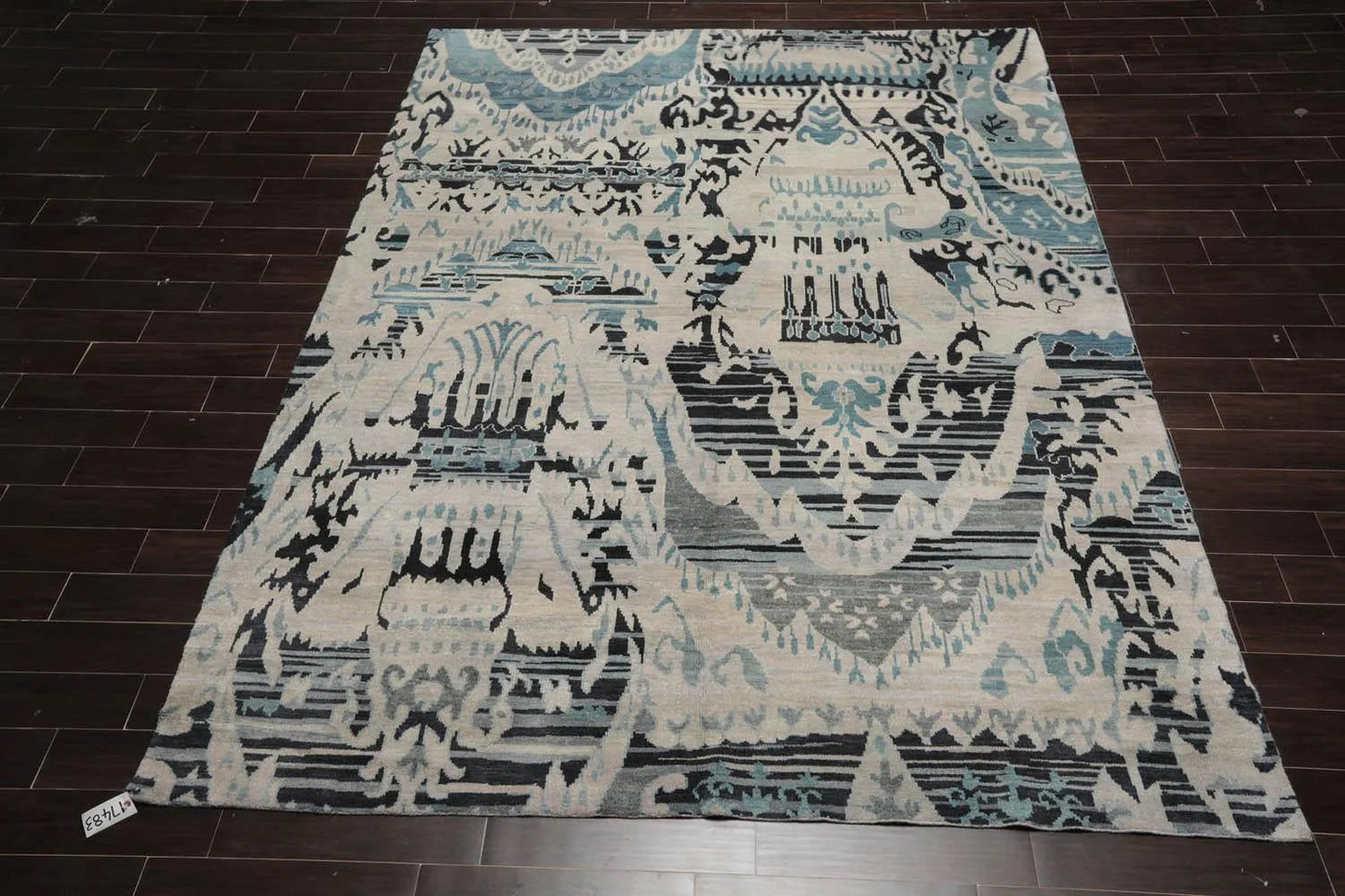 9x12 Hand Knotted Oushak 100% Wool Modern & Contemporary Oriental Area Rug Gray Beige, Charcoal Color