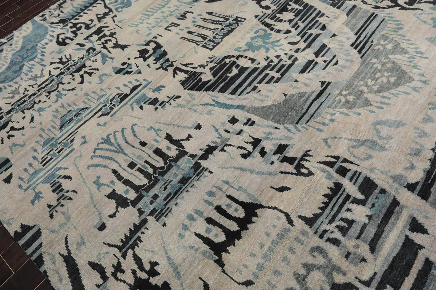 9x12 Hand Knotted Oushak 100% Wool Modern & Contemporary Oriental Area Rug Gray Beige, Charcoal Color