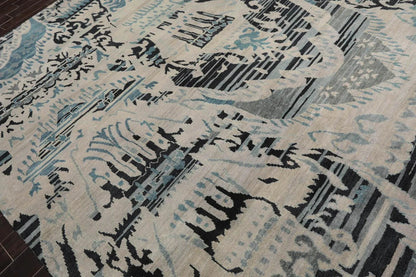 9x12 Hand Knotted Oushak 100% Wool Modern & Contemporary Oriental Area Rug Gray Beige, Charcoal Color