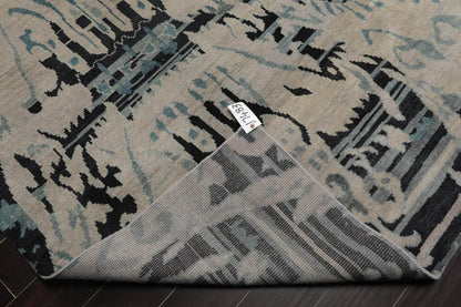 9x12 Hand Knotted Oushak 100% Wool Modern & Contemporary Oriental Area Rug Gray Beige, Charcoal Color