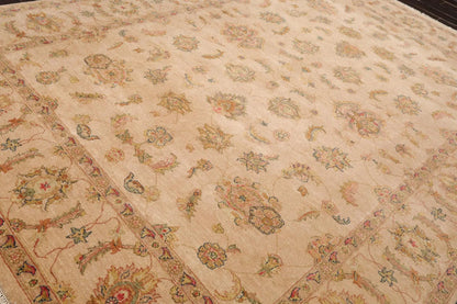 9' x 12' Hand Knotted Wool Agra 200 KPSI Traditional Oriental Area Rug Tan