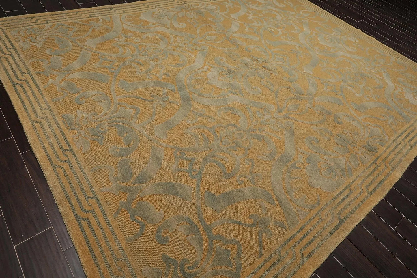 9x12 Tan Asmara French Aubusson Savonnerie Hand Knotted Wool Area Rug plush pile