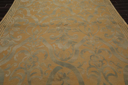 9x12 Tan Asmara French Aubusson Savonnerie Hand Knotted Wool Area Rug plush pile
