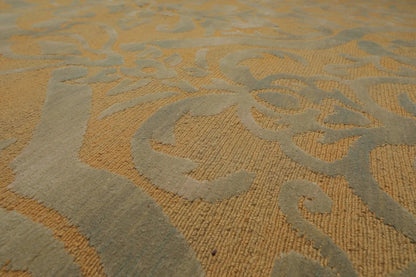 9x12 Tan Asmara French Aubusson Savonnerie Hand Knotted Wool Area Rug plush pile