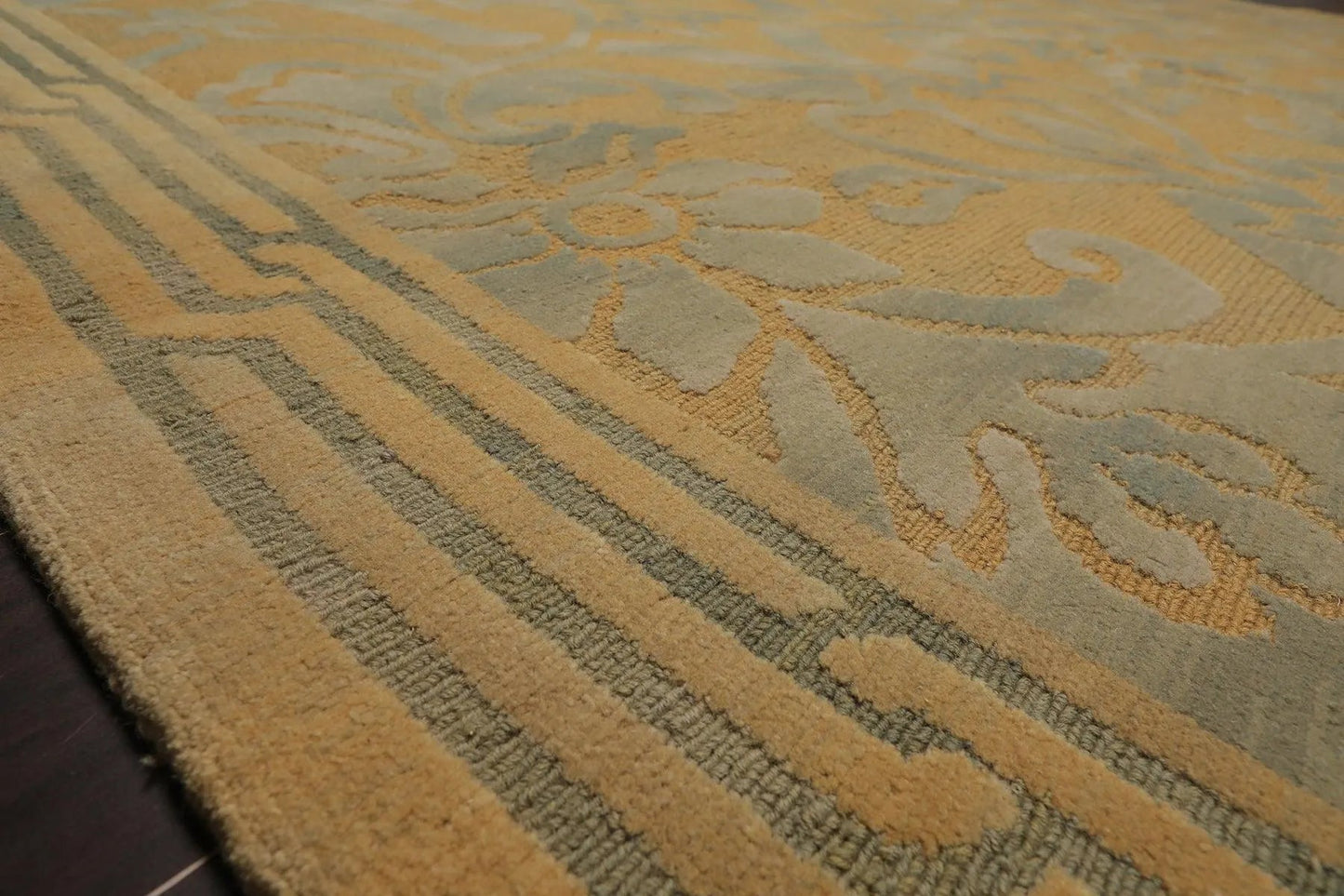 9x12 Tan Asmara French Aubusson Savonnerie Hand Knotted Wool Area Rug plush pile