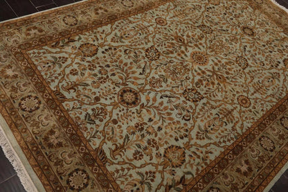 6' x 9' 1'' Hand Knotted 100% Wool Agra Traditional 250 KPSI Oriental Area Rug Aqua, Champagne Color