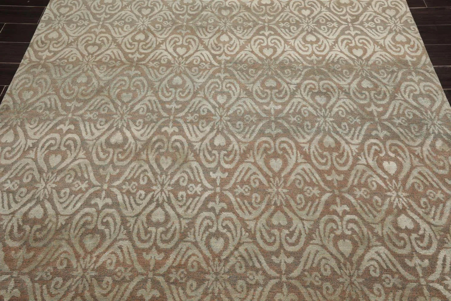 6x9 Aqua, Beige Hand Knotted Wool and Silk Tibetan Traditional Oriental Area Rug
