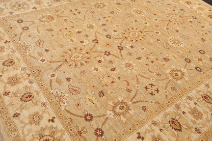 8'1" x 9'11'' Hand Knotted 100% Wool Peshawar Traditional Area Rug Gray Beige