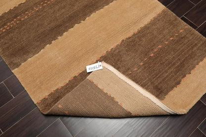 4' x 6' Hand Knotted Tibetan 100% Wool Tibetan Modern & Contemporary Oriental Area Rug Camel, Brown Color