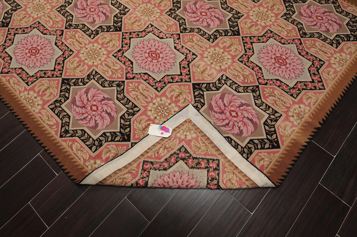 6'1" x 9'3" Hand Woven Wool Classic French Aubusson Needlepoint Area Rug Rose