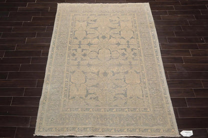 5'11''x8'11'' Hand Knotted Tibetan 100% Wool Tibetan Transitional Oriental Area Rug Beige, Gray Color