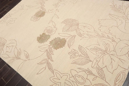 6' x 9' Hand Knotted Tamarian 100% Wool Tibetan Transitional Oriental Area Rug Ivory, Olive Green Color