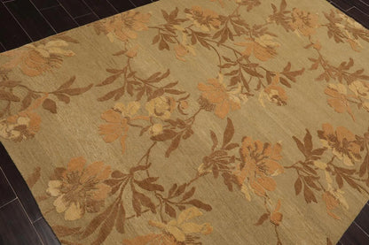 6' x 9' Hand Knotted Tamarian 100% Wool Tibetan Transitional Oriental Area Rug Olive, Brown Color