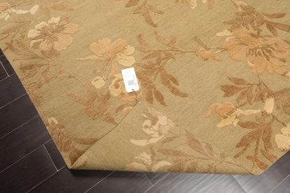 6' x 9' Hand Knotted Tamarian 100% Wool Tibetan Transitional Oriental Area Rug Olive, Brown Color